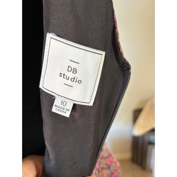 DB STUDIO Floral Print 2,Tiered Ruffled Flounce Dress w Beading Size 10 - Picture 11 of 14